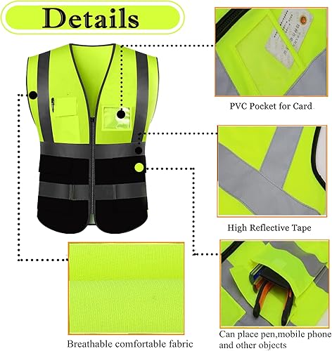 Miniatura 4 de Chaleco de seguridad reflectante personalizado de alta visibilidad chaleco de seguridad para hombres y mujeres, ropa de trabajo de construcción