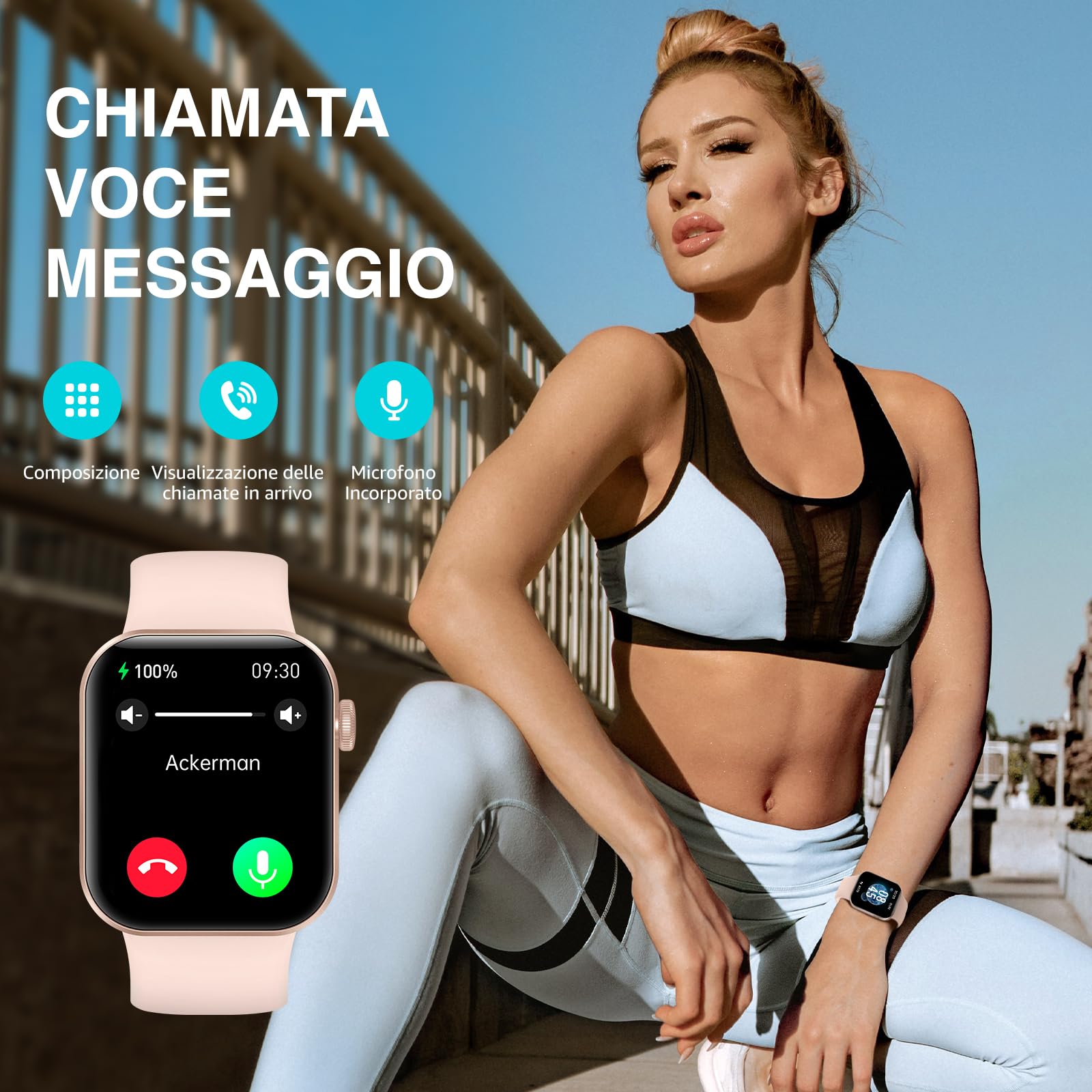 Smartwatch Uomo Donna, 1.85" Orologio Smartwatch con Effettua/Risposta Chiamate, 140 Sportive Smart Watch con Contapassi/Sonno/Cardiofrequenzimetro/SpO2, Impermeabil IP68 Smartband per Android iOS