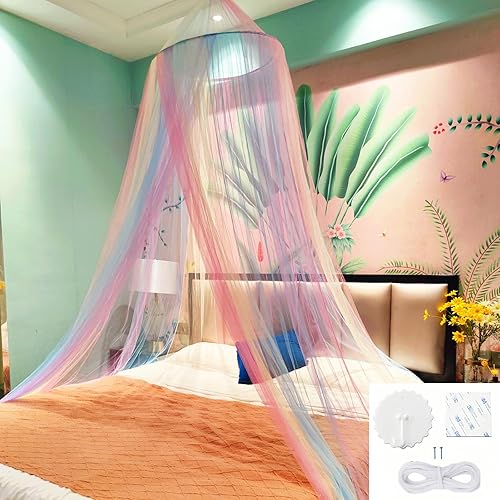 Vista 39 de Eimilaly Mosquitera para cama, toldo de cama para decoración de habitación de niñas, toldo colgante de protección contra insectos para adultos, Una