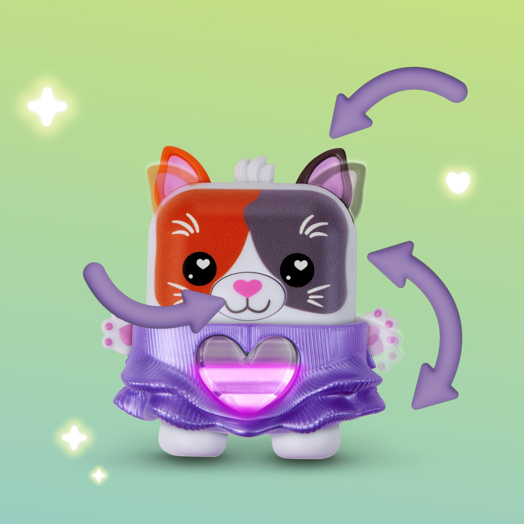 Hasbro Nano-Mals Purrnelope the Calico Kitty Electronic Fidget Pet, Tricolor, Black, White, Orange (With Purple Dress), Pocket-sized - Image 3