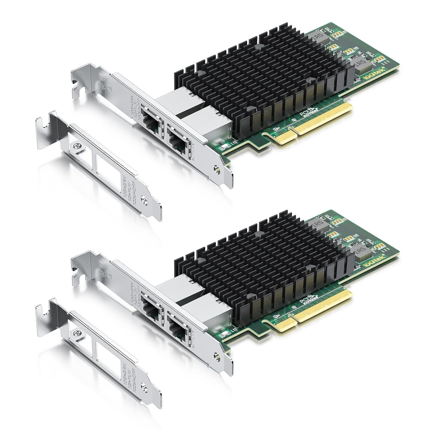 10Gtek 10Gb Dual RJ45 Port Network Card with X540 Controller, PCIe Ethernet LAN Adapter for Windows/Linux/ESX Servers, Compare to Intel X540-T2, 2-Pack