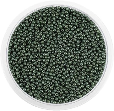 9000pcs Mini Glass Beads,2mm Seed Beads for Jewelry Making,Crystal Crafting Beads Charm Bulk Pony Beads for Friendship Bracelet Kit Embroidery Waist Beadingwork Army Green