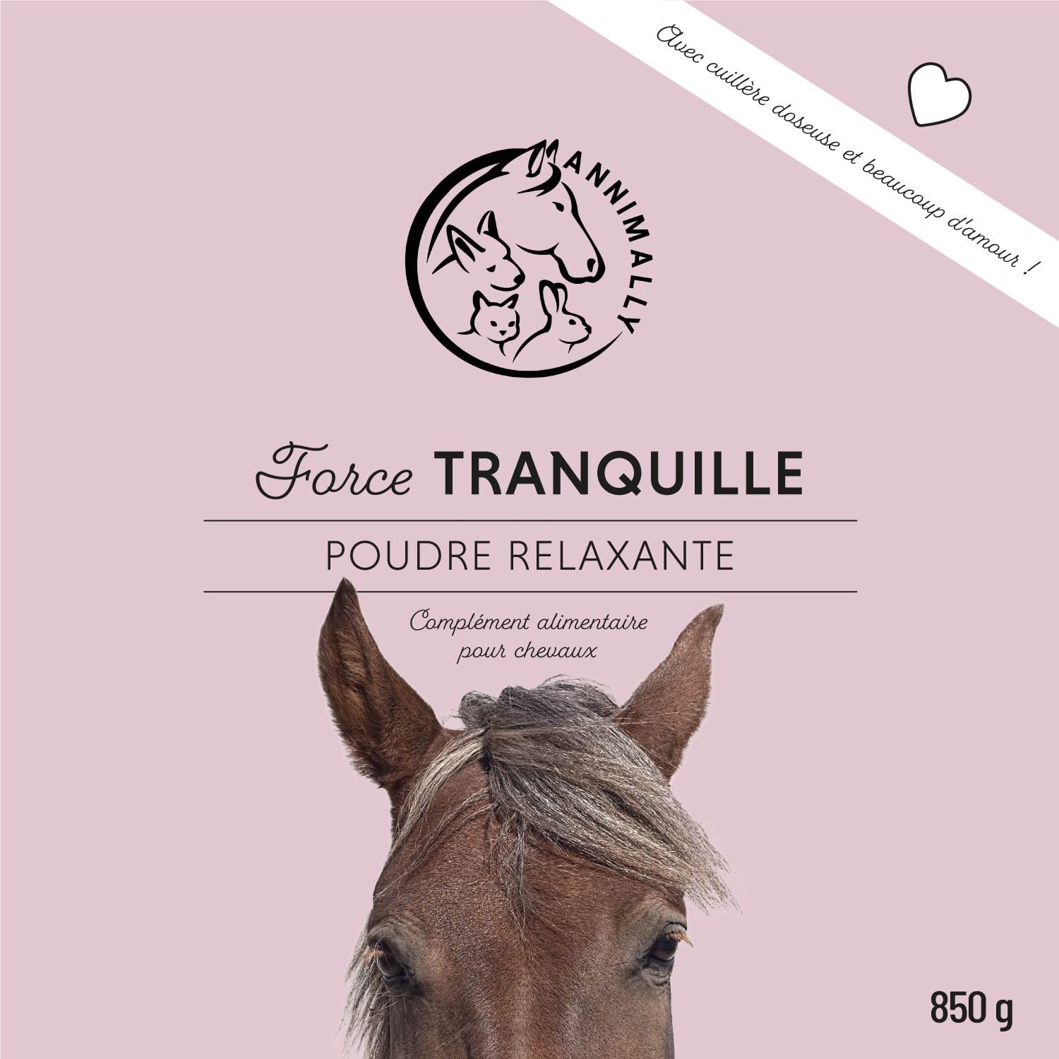 Annimally Poudre Relax pour Chevaux 850g pour Calmer Les Chevaux - Herbes pour Les nerfs avec magnésium, tryptophane, valériane, passiflore et Huile de Chanvre Contre l'anxiété, Le Stress