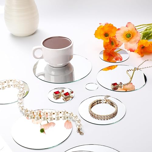 Miniatura 5 de Jetec Azulejos de espejo redondo de vidrio real, azulejos de vidrio sin marco, espejos redondos para montaje en pared con adhesivo acrílico de doble