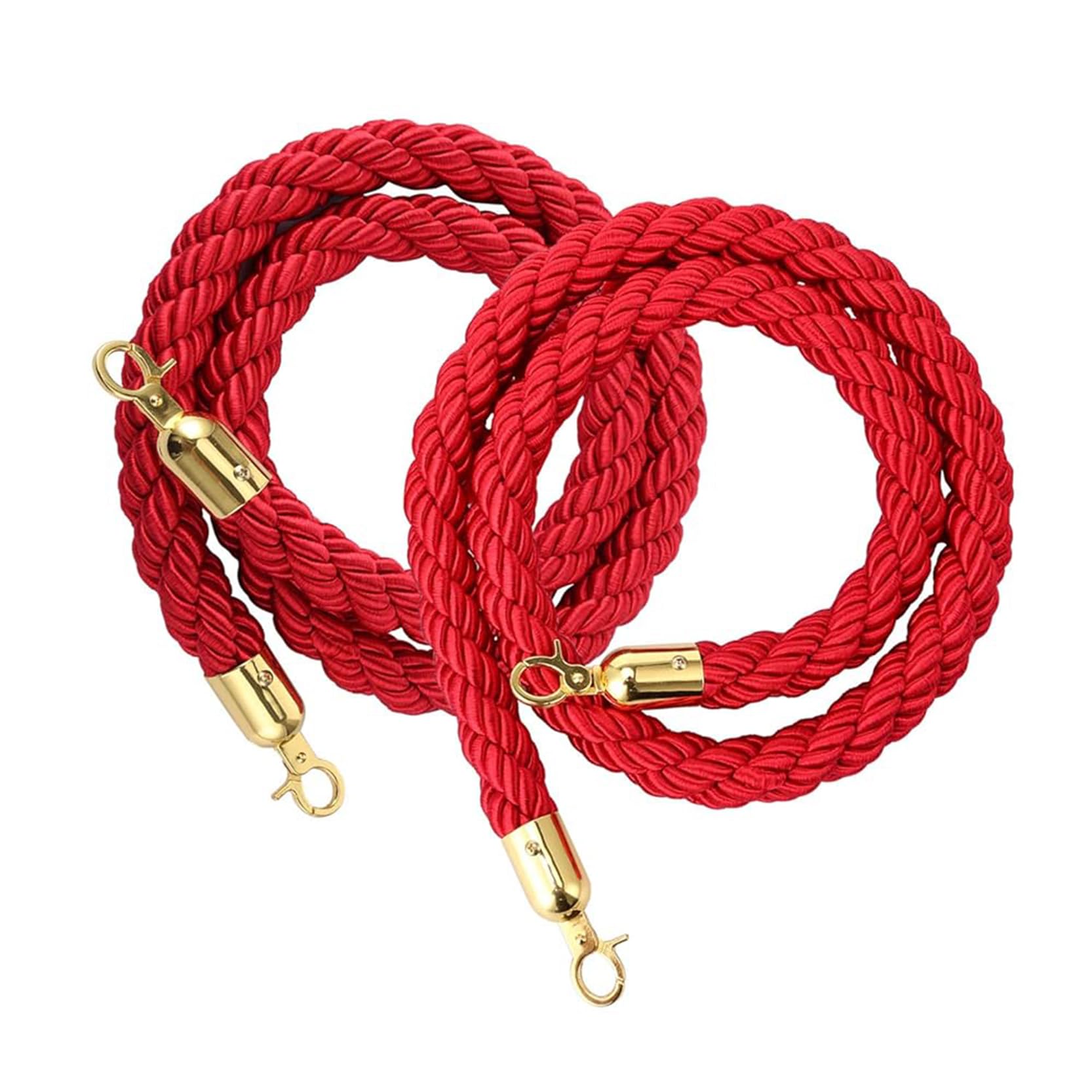 WQPMNYG 2 Pack 10ft Velvet Queue Rope with Polished Hooks - Premium Crowd Control Barrier for Events, Red Carpet, Hotel Stanchions, VIP Line Management
