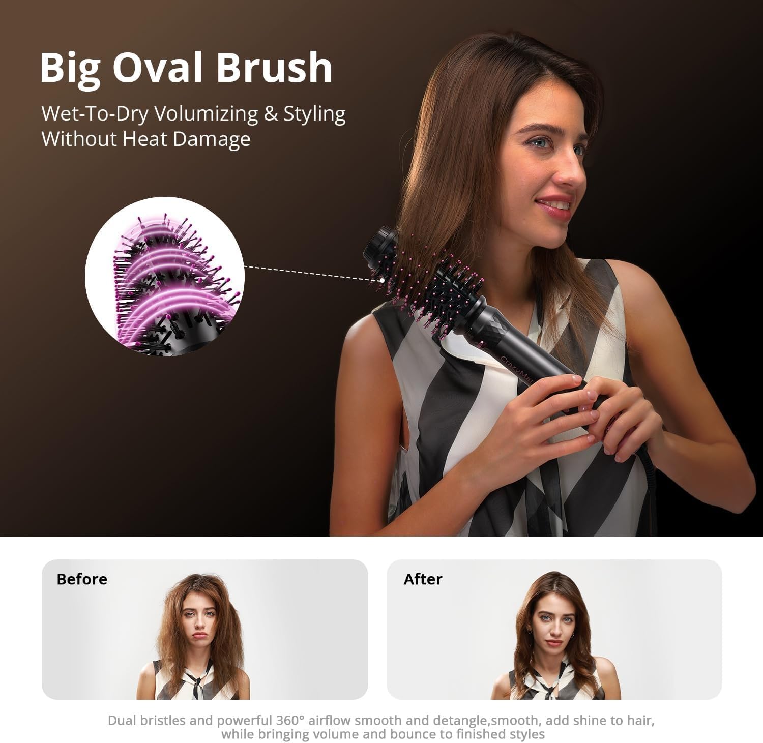 7-in-1 Hot Air Styler and Hair Dryer Brush with Auto-Wrap Curlers
