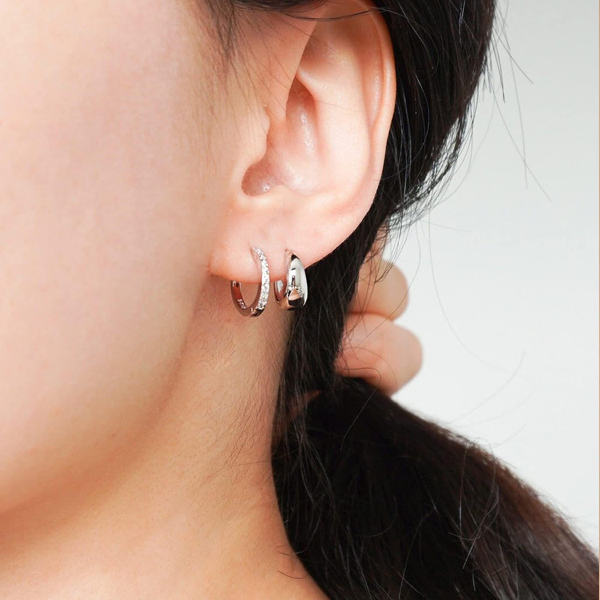 ALEXCRAFT Orecchini Cerchio Argento 925 in Oro 14K, Oro Orecchini Anallergici Donna, 3 Paia Orecchini Cerchio Piccoli con Confezione