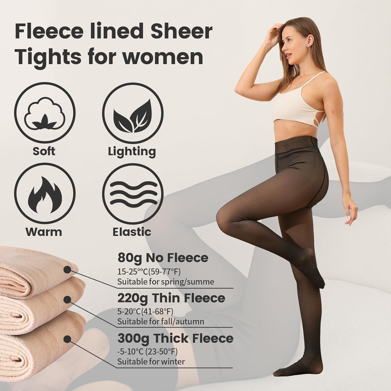 Thermo Strumpfhose Damen Winter - Gefüttert Mit Fleece Für 0-15°C