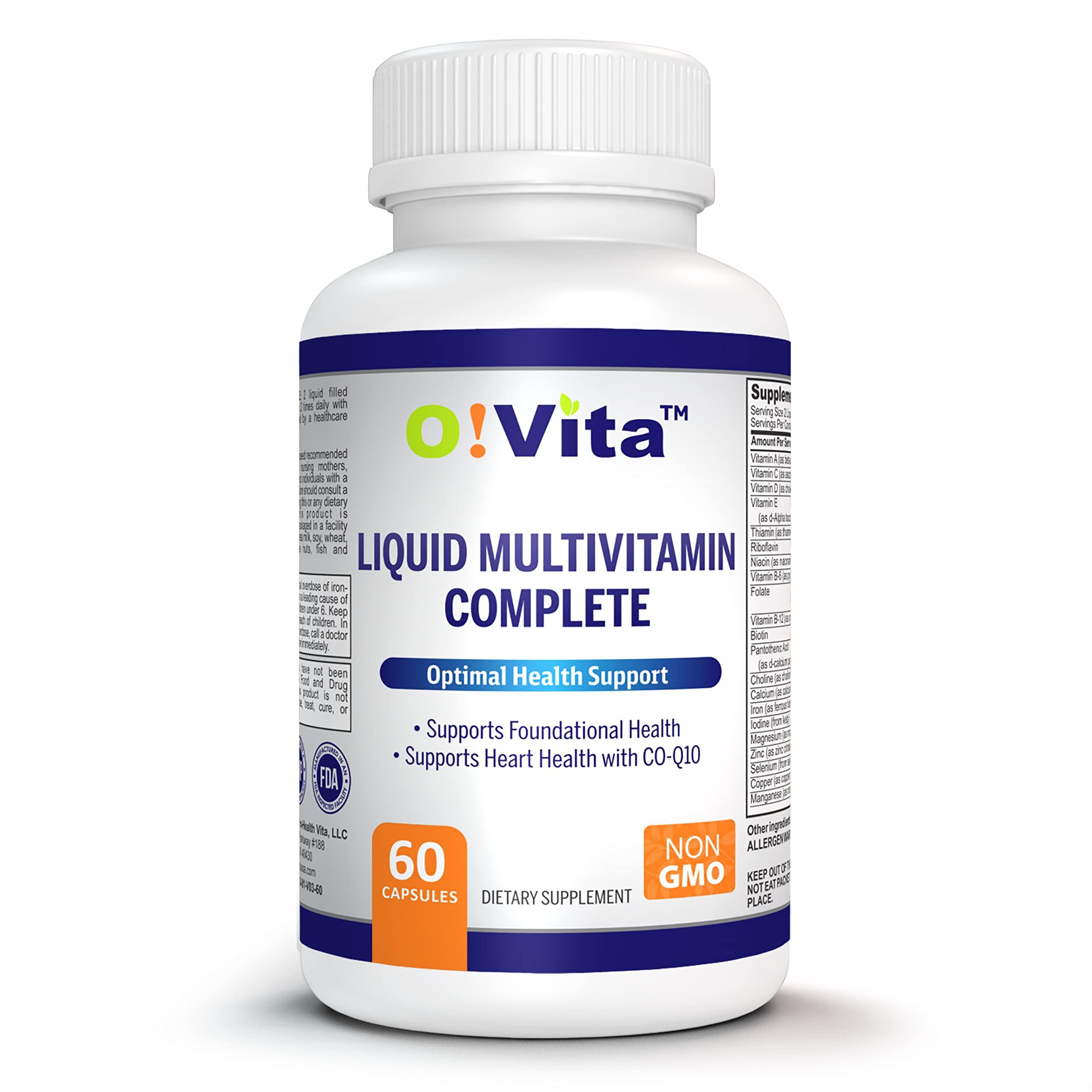 O!VITA Polivitamínico e minerais com coenzima Q10 50 mcg, 60 cápsulas