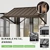 Toldo metálico exterior para puerta, ventana y terraza, color marrón | 40 x 24 pulgadas | Resiste vientos de 60 mph y nieve de 5 pulgadas | Fijo para porche | Alta resistencia | Estructura triangular de acero | UPF 99+ 3