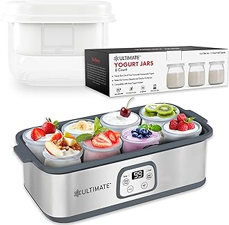 Probiotic Yogurt Maker Bundle - Comes with the Ultimate Yogurt Strainer & 8 Extra Jars - Make Trillions of Live Probiotics from Home & Make Greek Yogurt