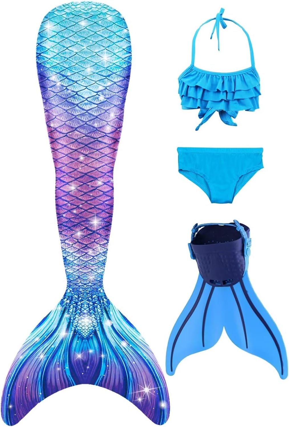 Mermaid Tails with Monofin for Girls and Boys Swimming Mermaid Swimsuit Bikini