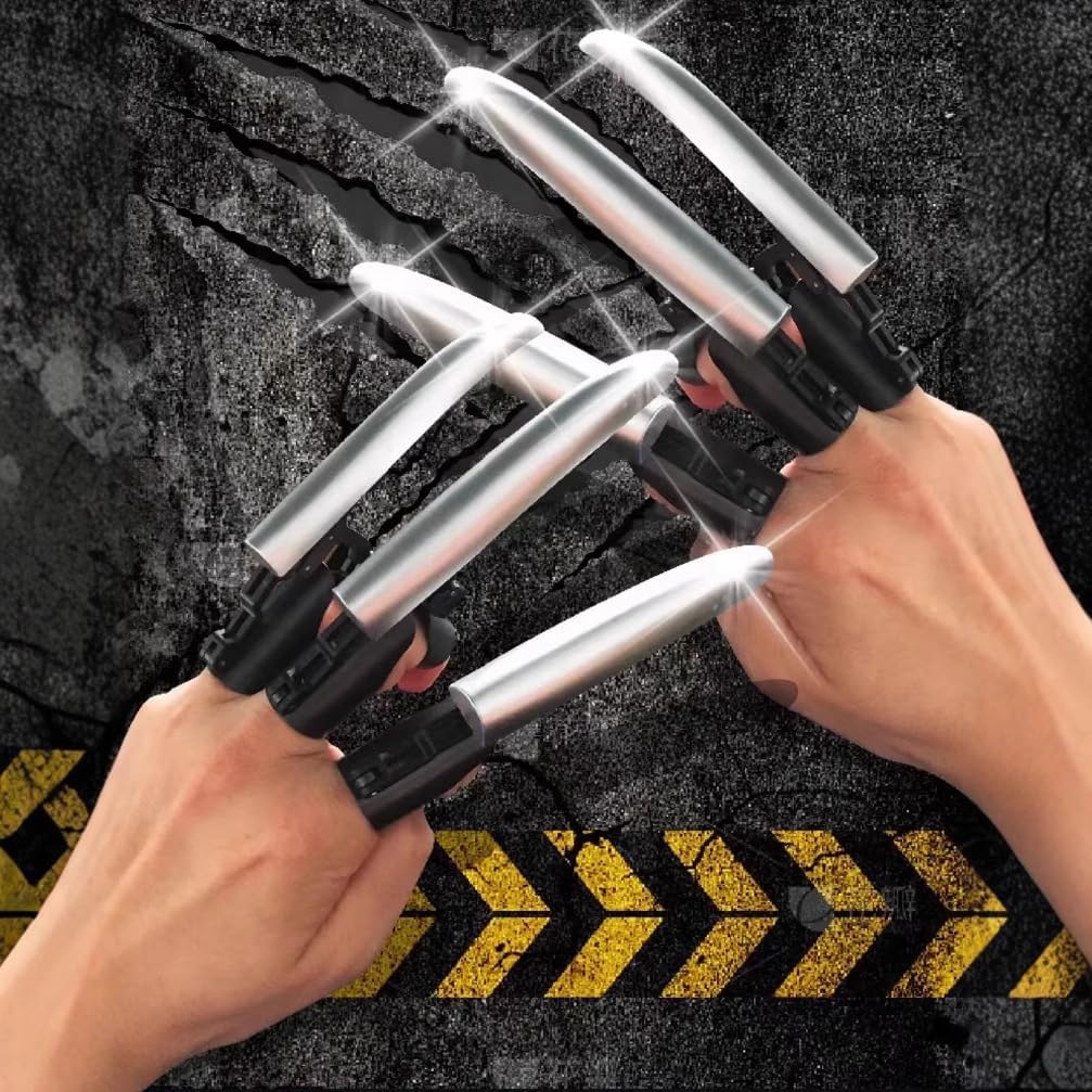 Retractable Wolverine Claws Mechanical Plastic Silver Wolve Claws Halloween Wolf Costume Finger Weapons