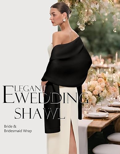 Miniatura 3 de PULI Bufanda y chal tipo pashmina para mujer, accesorio para vestido de noche, gran bufanda manta larga, chal para boda nupcial de invierno, Negro