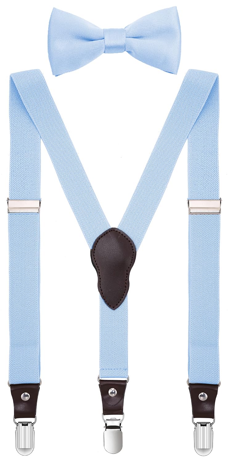 Shark Tooth Boys' Men's Suspenders and Bow Tie Set Y-Back Adjustable