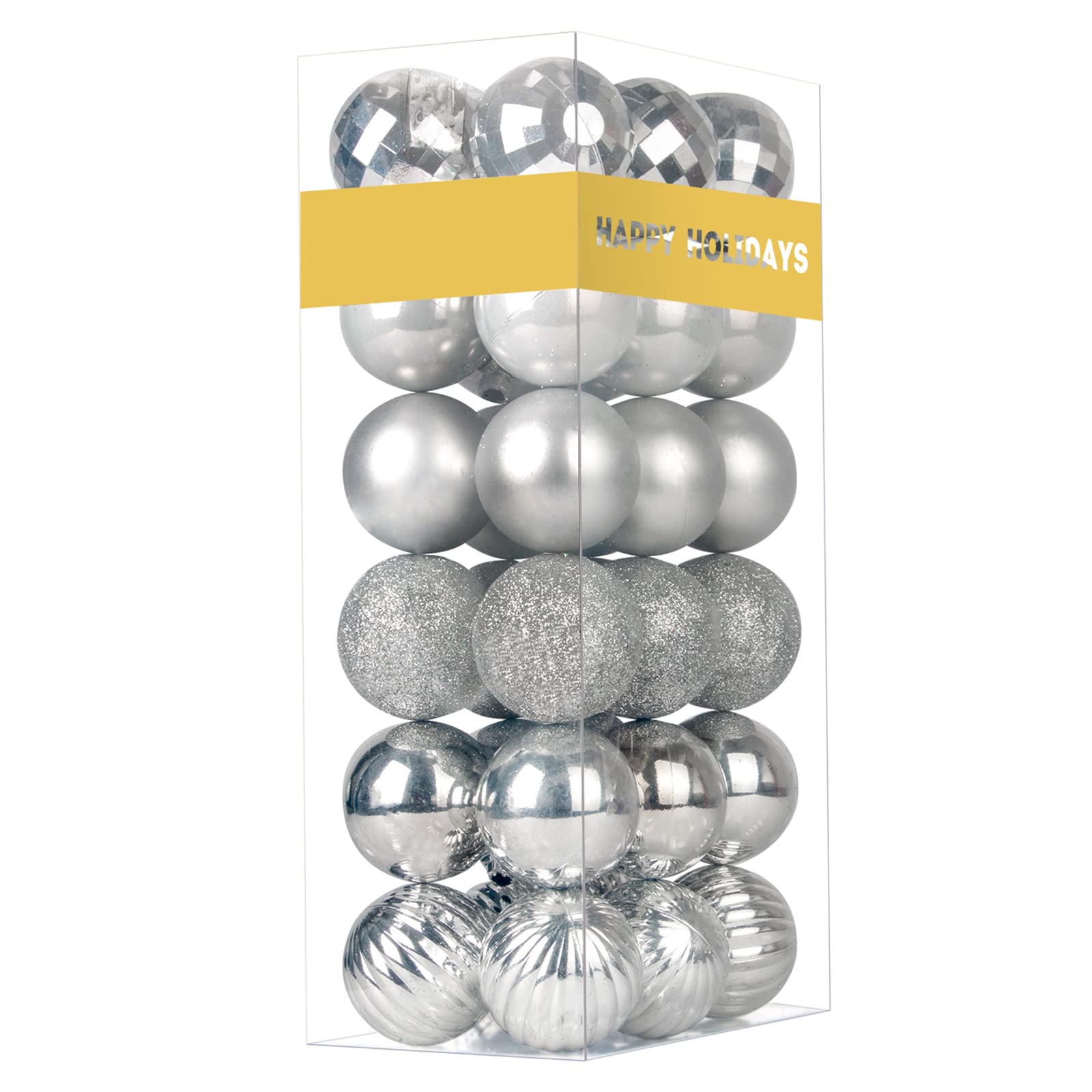 Lot de 36 boules de Noël incassables à suspendre pour anniversaire, Halloween, vacances, mariage Argenté 6,3 cm