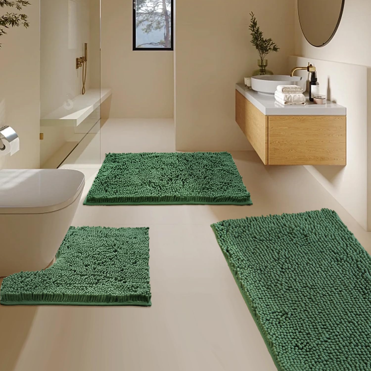 Amazon.com: BOANKODU Bathroom Rugs Sets 3 Piece, Super Soft Absorbent ...