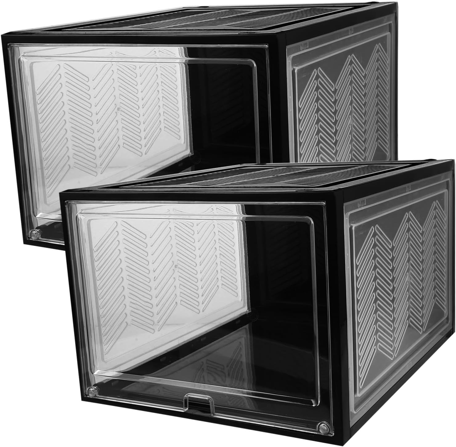 DECHOUS 2pcs Stackable Thickened Transparent Shoe Storage Boxes Sneaker Organizer Cases for Closet and Under Bed Dustproof Plastic Shoe Display Containers with Strong Load-bearing Capacity