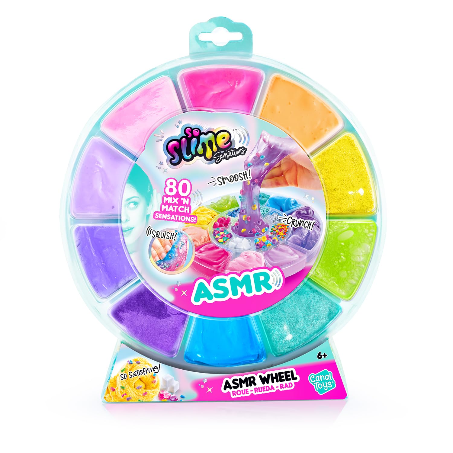 Canal Toys - So Slime - Ruota ASMR - 10 Texture + 8 Decorazioni = 80 Sensazioni Mix'n'Match - Kit Sensoriale Rilassante - Attività creative Bambini 6 Anni in su - Dimensioni L26×P7×H26,8 cm - SSB 009