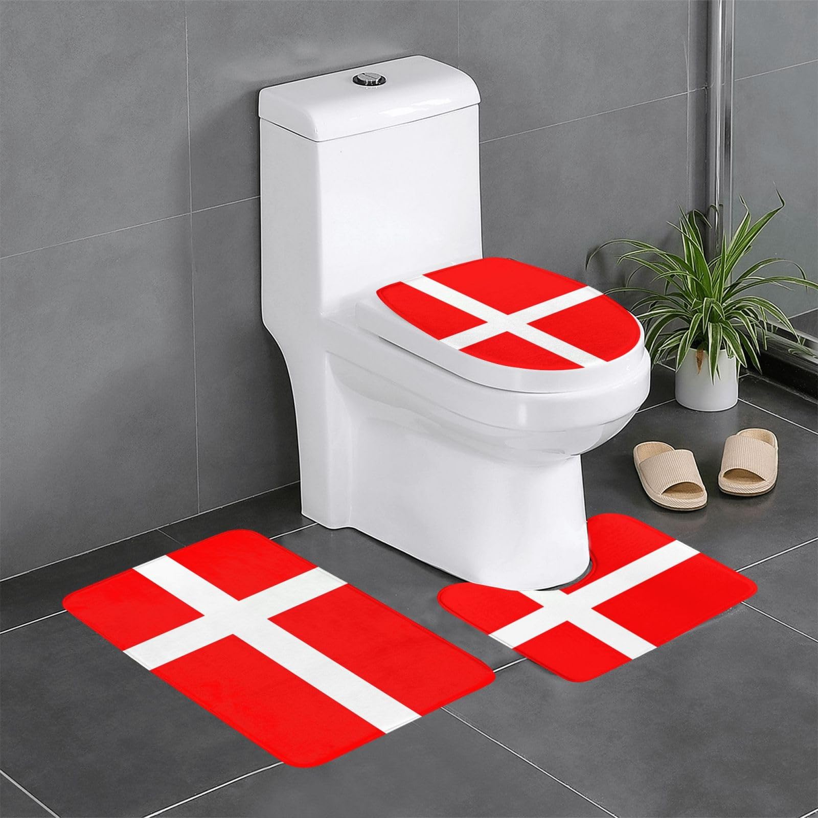 Tapis de sol antidérapants absorbants motif drapeau Danemark en lot de 3