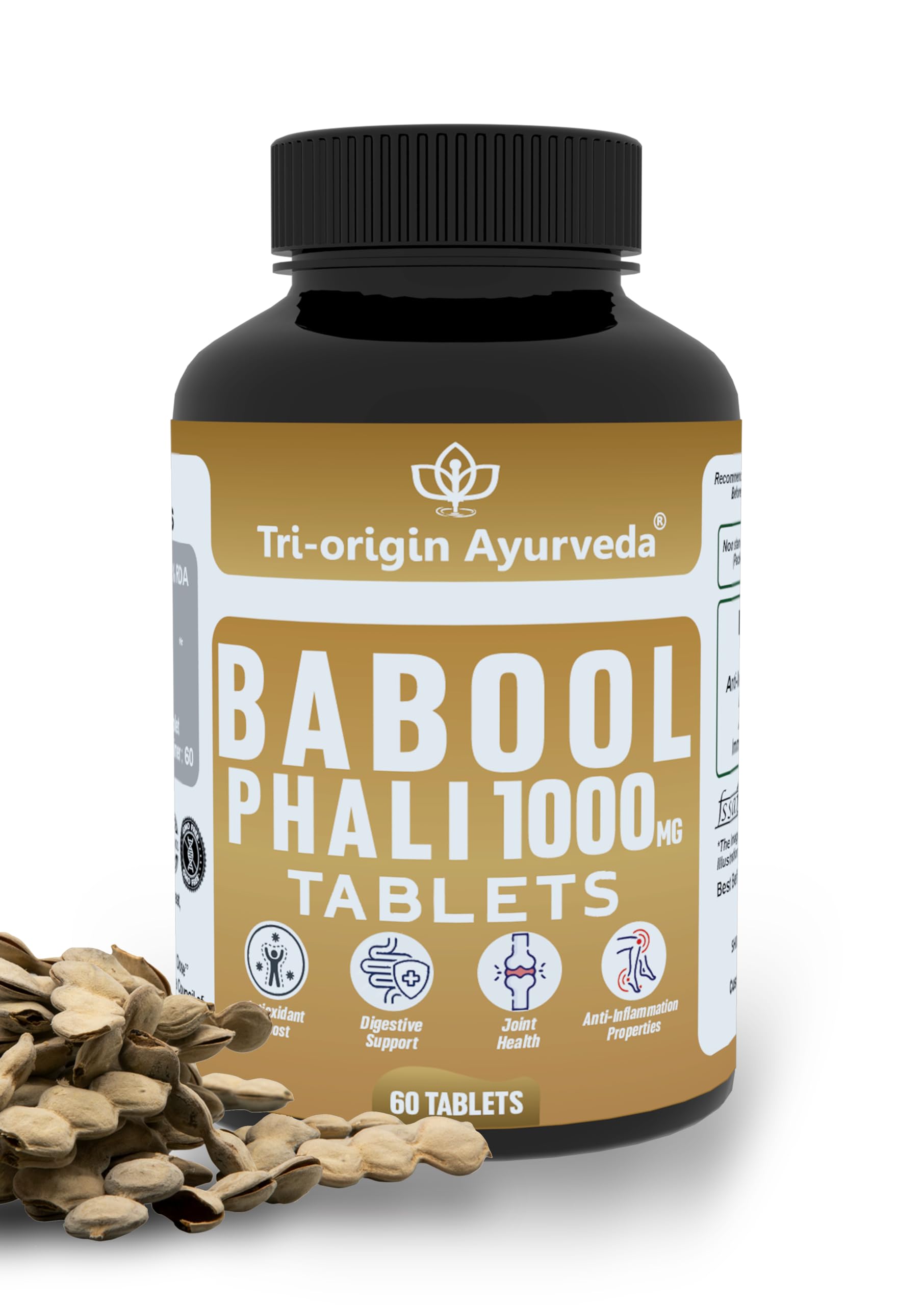 Tri-Origin Ayurveda Babool Phali 1000mg Vegetable Tablets | Kikar Tablets For Joint pain | 60 Tablets, 100% Pure, Natural and Organic (B0D7PSCZ5C) Amazon Price History, Amazon Price Tracker