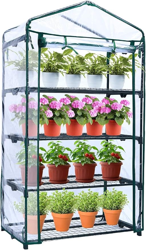 Amazon Worth Garden ビニール温室 四段 ワイド 園芸ラック 寸法 102x49x160cm 緑 ビニールハウス 温室 用品