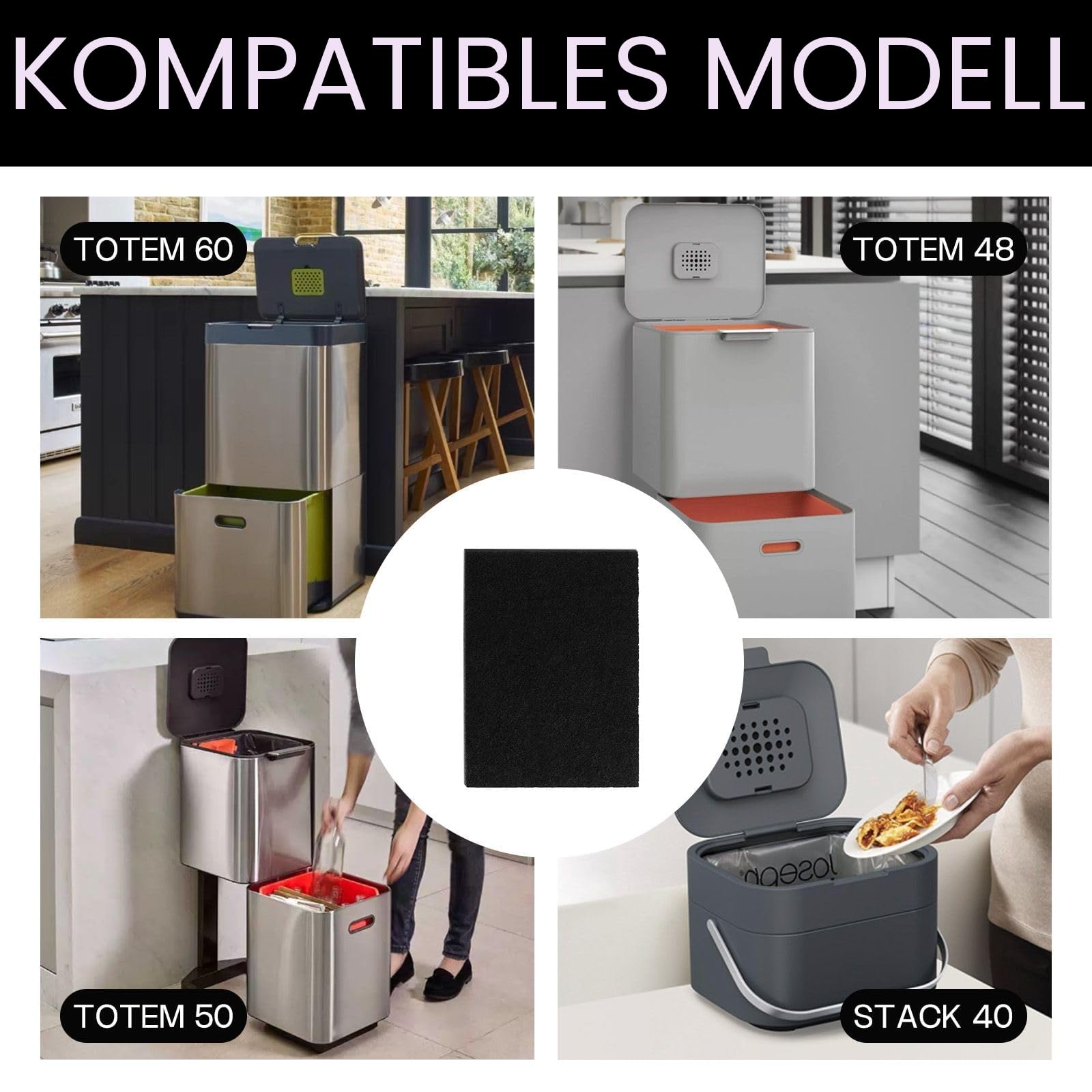 10 Stück Aktivkohlefilter Bioeimer Filter,Filter kompatibel mit Joseph Joseph Lebensmittelbehältern, Aktivkohlefilter, für Kompostbehälter Kohlefilter
