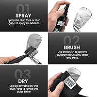 Vista 3 de Kit de limpieza para palos de golf: incluye una herramienta limpiadora de ranuras con cepillo limpiador de palos de golf, toalla y spray limpiador