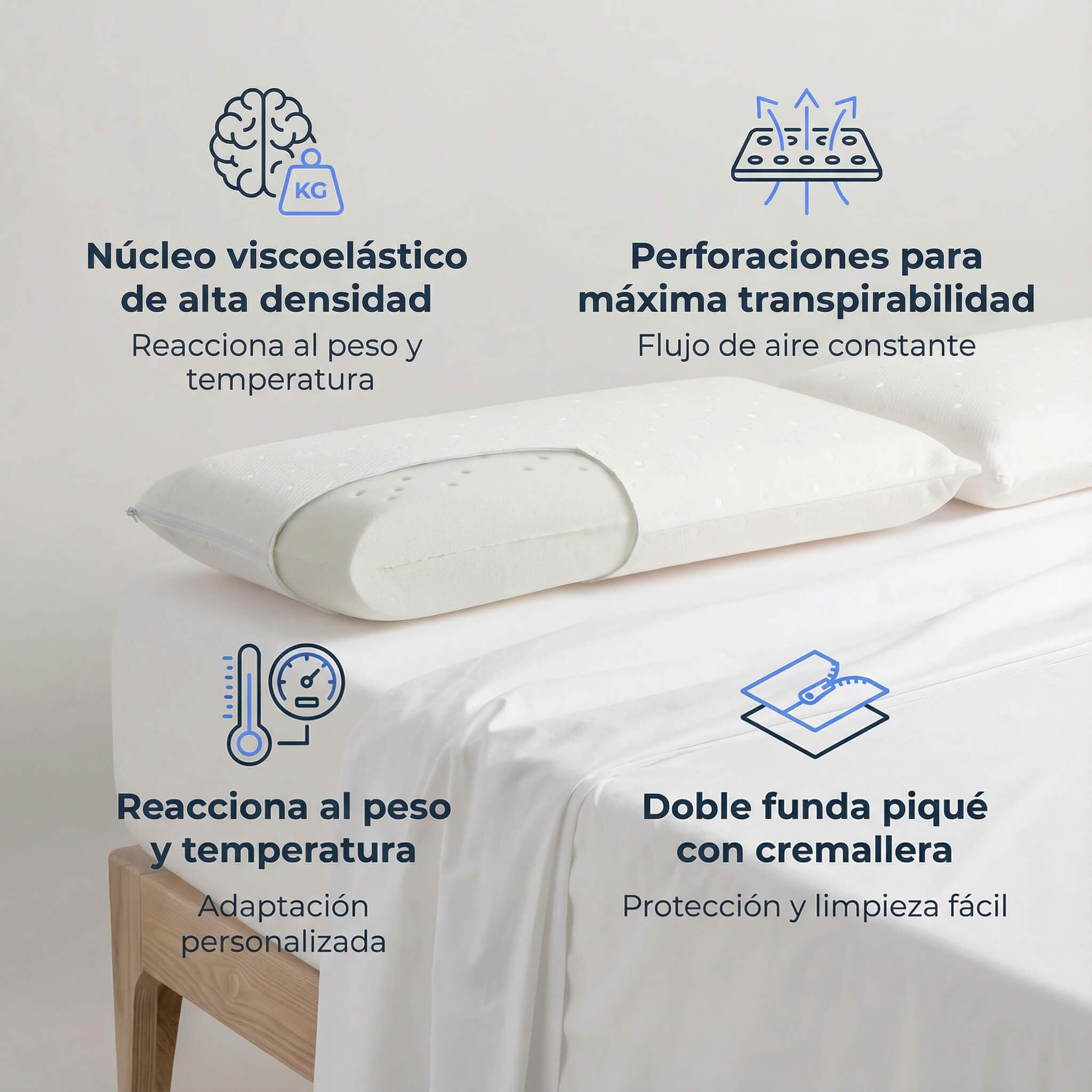Velfont Almohada VISCOAIRE (Doble Funda) (90cm)