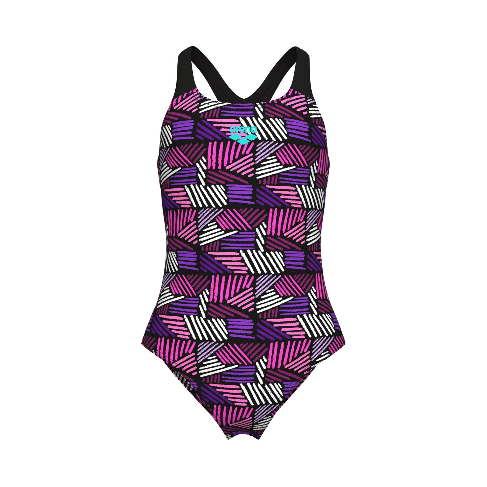 Arena Girls Multicoloured Pink/Black 'S Performance Candies Swim Pro Back Athletic One Piece Pool Swimsuit, 26