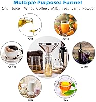 Vista 5 de KALAVE Embudo de Acero Inoxidable Premium, Embudos de Cocina de Grado Alimenticio de 5 Pulgadas con Colador Filtro de Alimentos de Malla 200