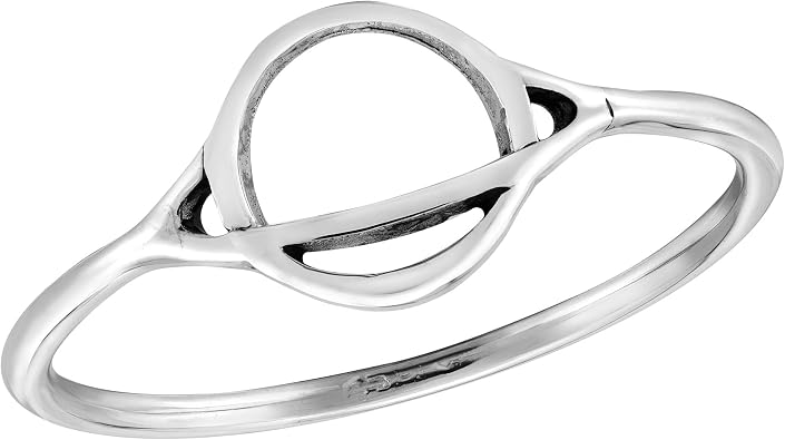 AeraVida Space-Chic Galaxy Planet Saturn .925 Sterling Silver Band Ring
