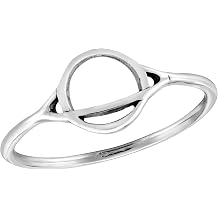 AeraVida Space-Chic Galaxy Planet Saturn .925 Sterling Silver Band Ring