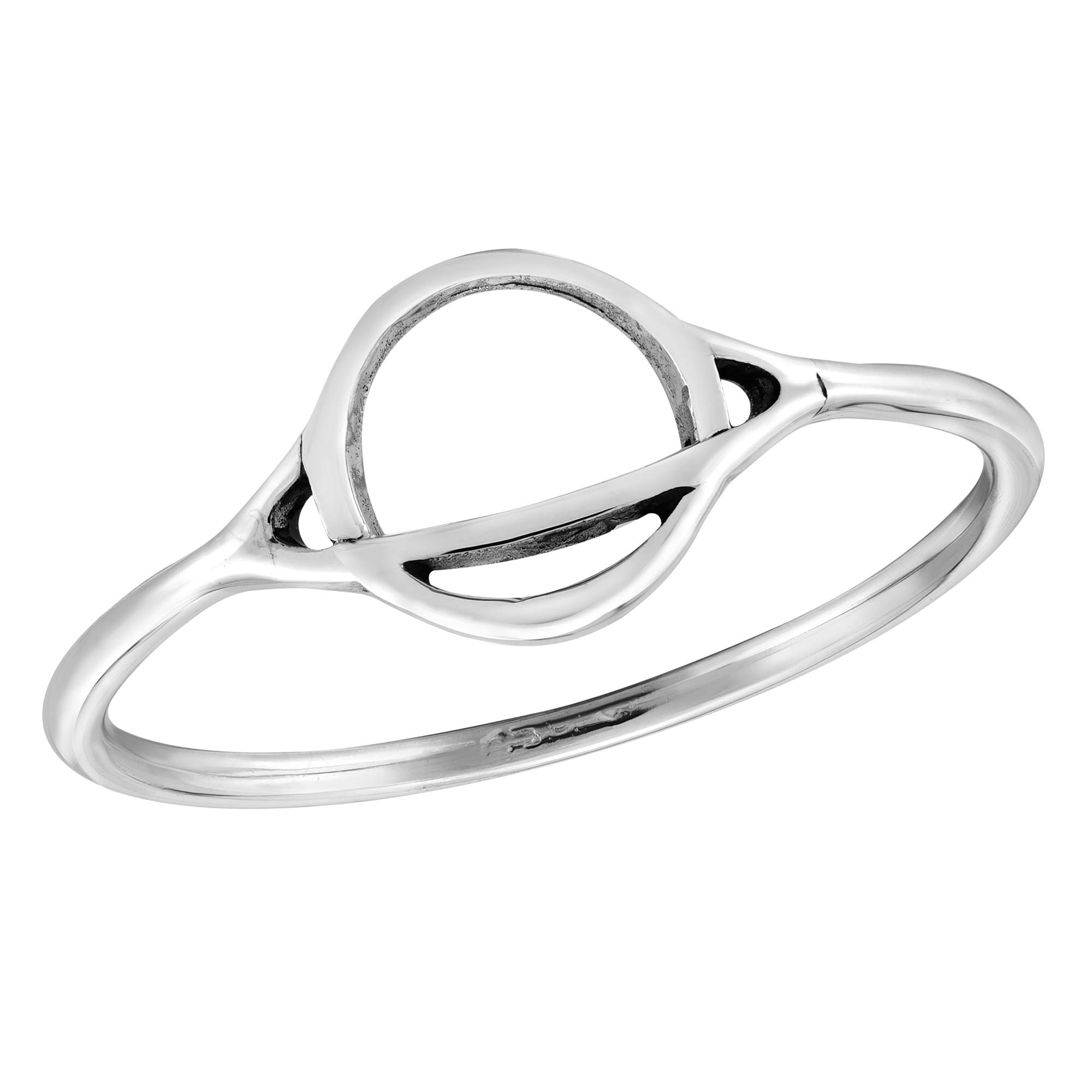 AeraVida Space-Chic Galaxy Planet Saturn .925 Sterling Silver Band Ring