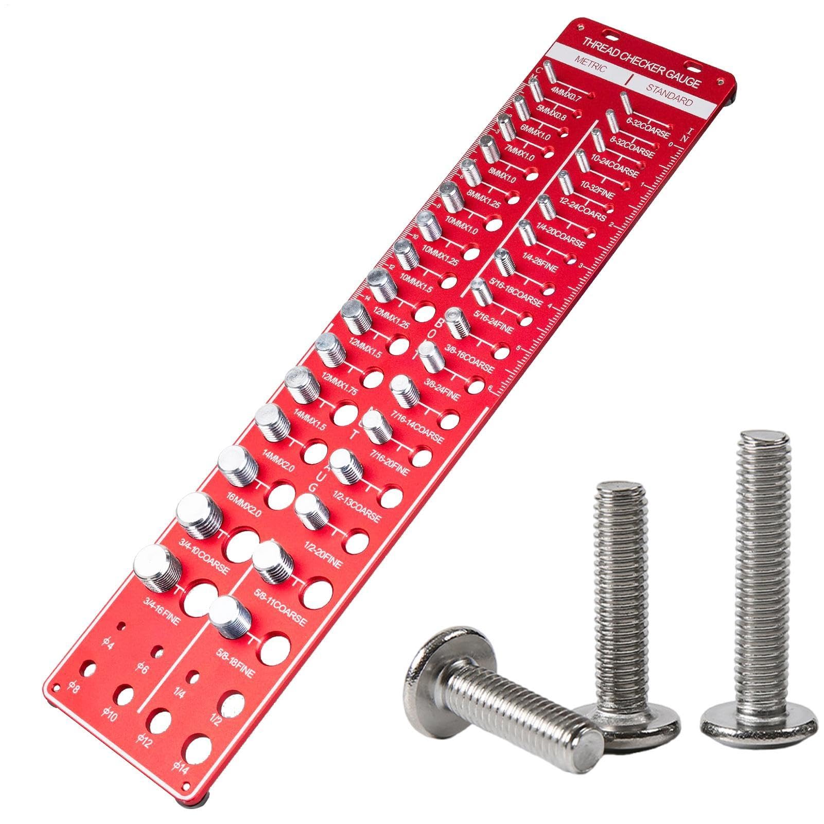 Narzędzie pomiarowe Bolt, 34 otwory Metal Thread Checker, 16,93x3,94x0,39in Wear-Resistant Nut Identyfikacja, precyzyjna wyszukiwarka rozmiarów bolt dla mechaników, Diyers, konserwacji