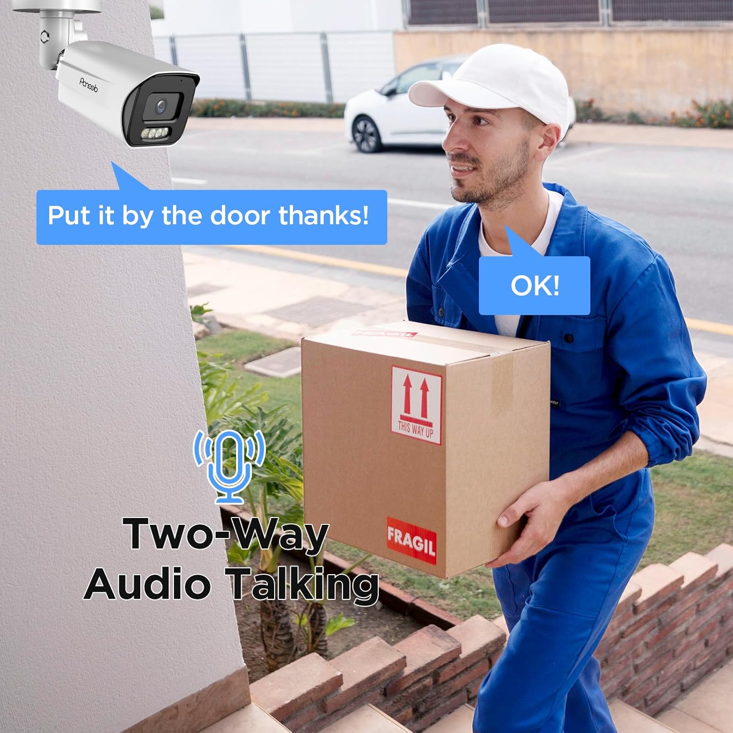 5MP IP Bullet PoE Camera with Smart Dual Lights Full Color Night Vision, Wired HD Video Surveillance Security Camera Outdoor, 2-Way Audio Talk, IP67 Waterproof, AI Human Detection, PB65-5MDL