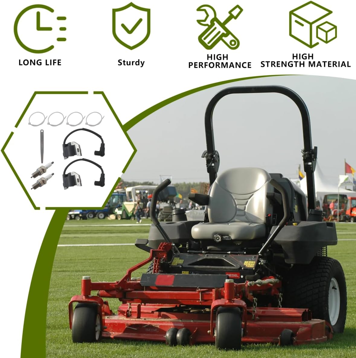 New Ignition Coil and Spark Plug Repl. 21171-0743 21171-0711 for John Deere for Kawasaki FR651V FR691V FX751V FX801V FX850V FR730V, by Xspeedonline