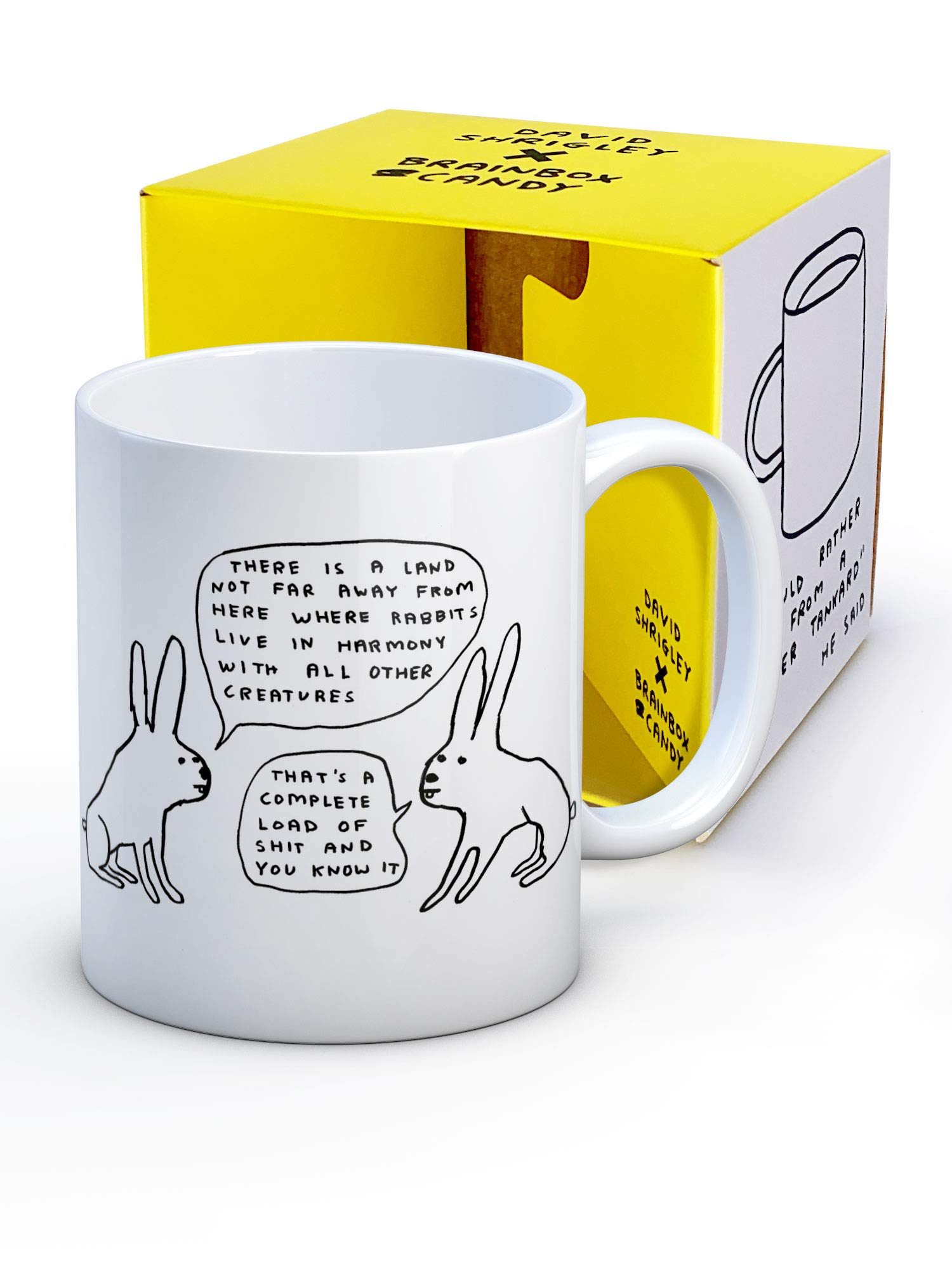 Official David Shrigley - Funny Coffee Mug - Gift Boxed Novelty Christmas Or Birthday Gift - 'Live In Harmony Design' - Sold Exclusively