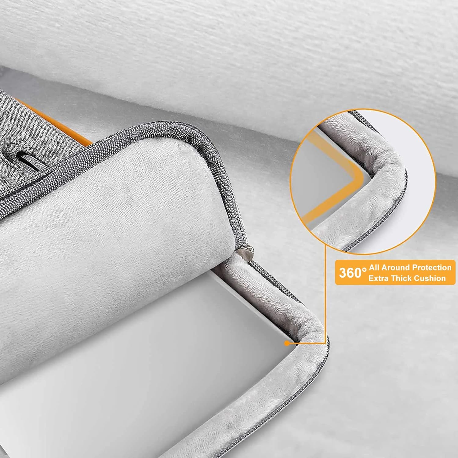 MOSISO 360 Protective Laptop Case 13.3 inch, 13-13.3 inch Laptop Sleeve Compatible with MacBook Air/Pro 13 / Pro 14,HP Dell Acer ASUS,Side Open Carrying Case with 4 Zipper Pockets&Handle, Gray - Image 3