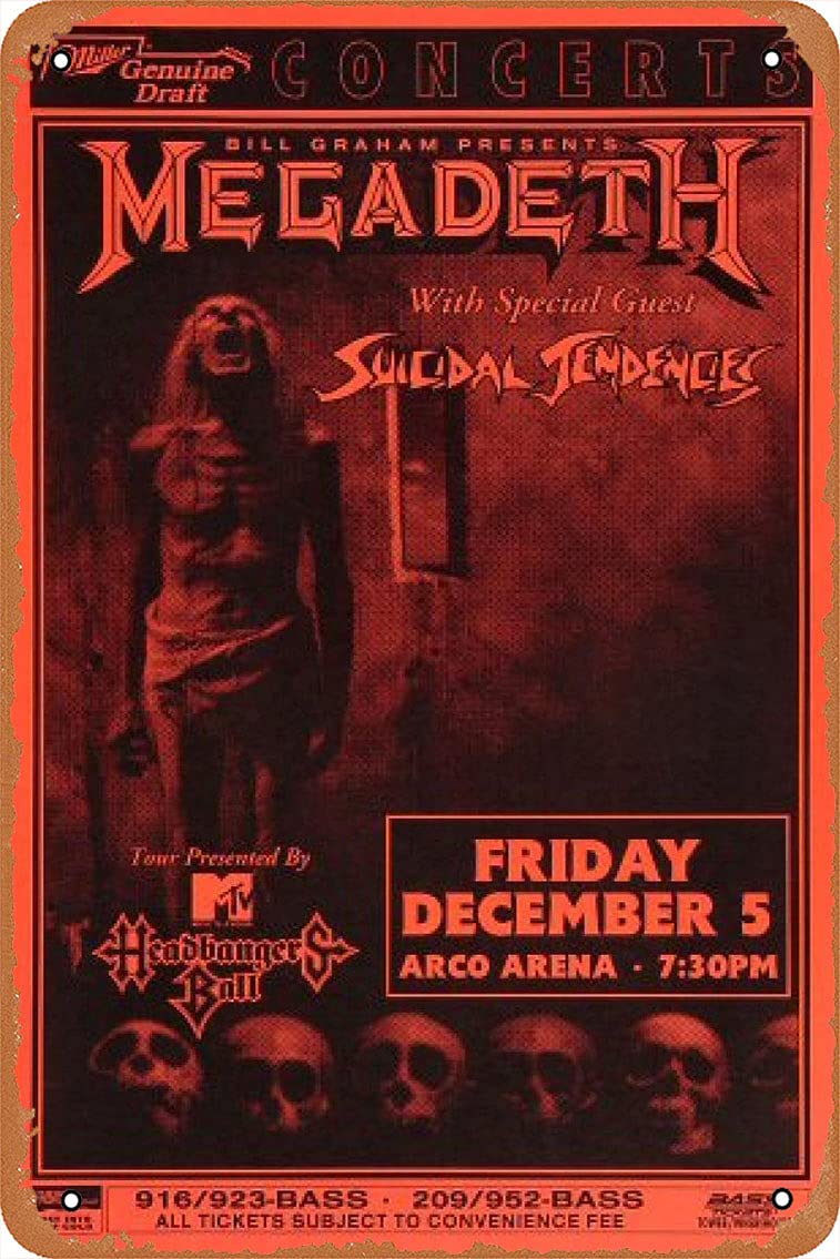 Megadeth Poster 12 X 8 Inches Vintage Retro Metal Tin Sign Art Decor