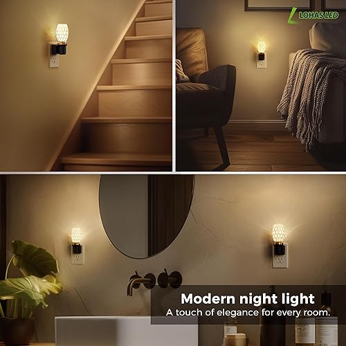 Miniatura 43 de L LOHAS LED Luz nocturna, paquete de 2 luces nocturnas regulables enchufables a la pared, luz nocturna RGB que cambia de color con sensor de luz