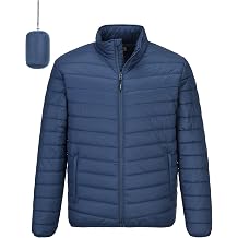 سترة شتوية خفيفة الوزن وقابلة للطي للرجال من Outdoor Ventures معطف منتفخ معزول للتزلج على الجليد والمشي لمسافات طويلة والسفر