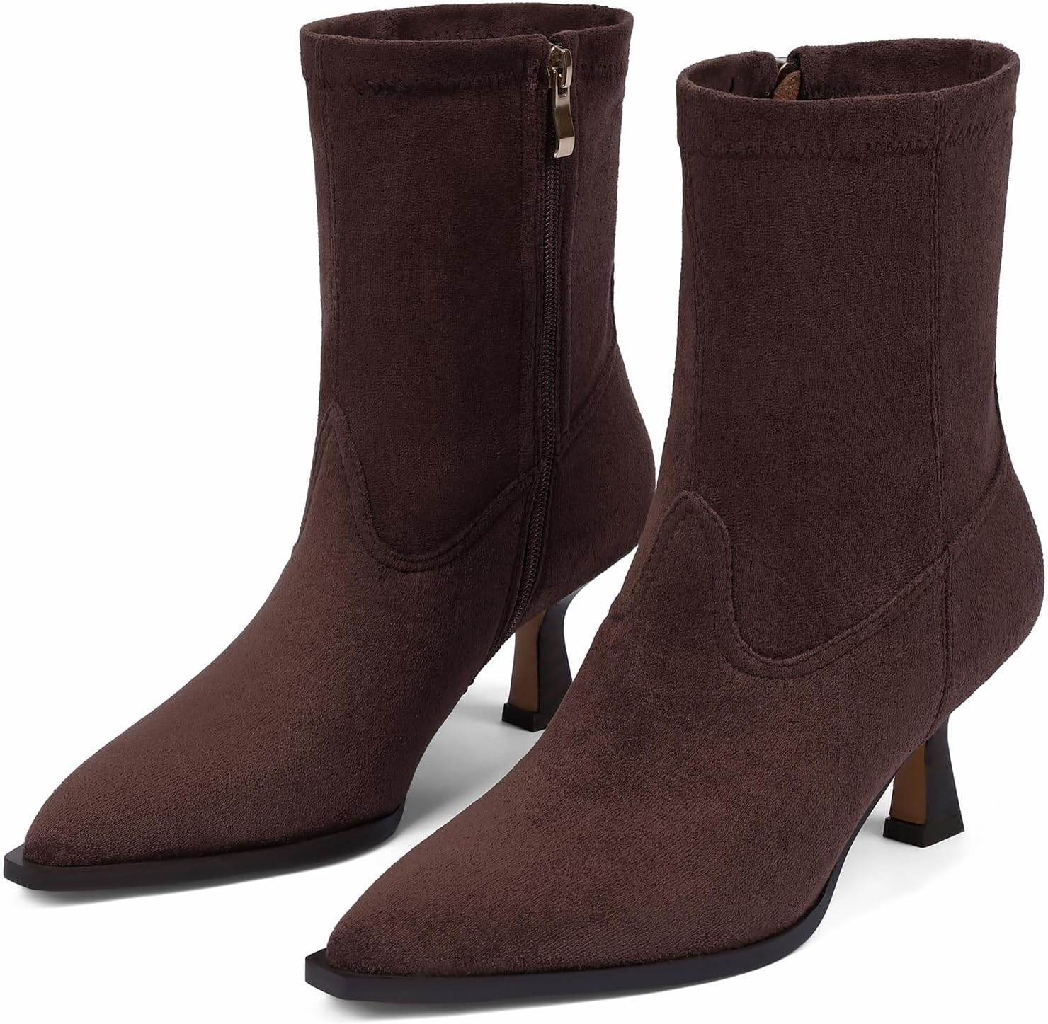 VOMIRA Ankle Boots for Women Pointy Toe Stacked Kitten Heels Black Boots for Women Side Zipper Leather Short Boots Fall Winter Ankle Booties Shoes - Image 7