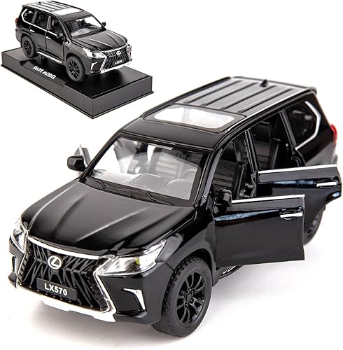 BDTCTK 1/32 Compatible con Lexus LX570 Off-Road en SUV de lujo, auto de juguete de aleación de zinc con sonido y luz para regalo para niños y niñas