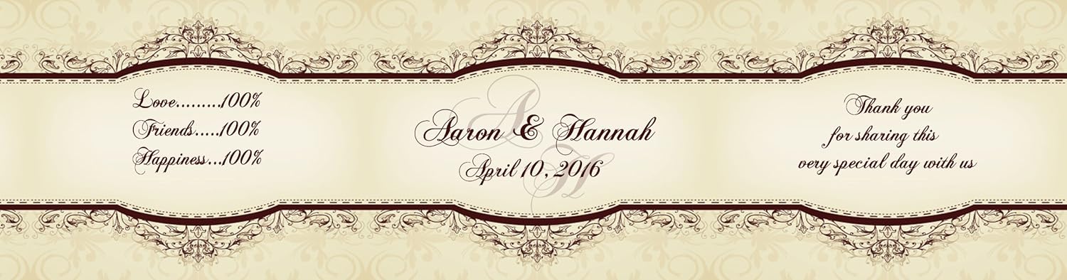 100 Elegant Vintage Wedding Water Bottle Labels