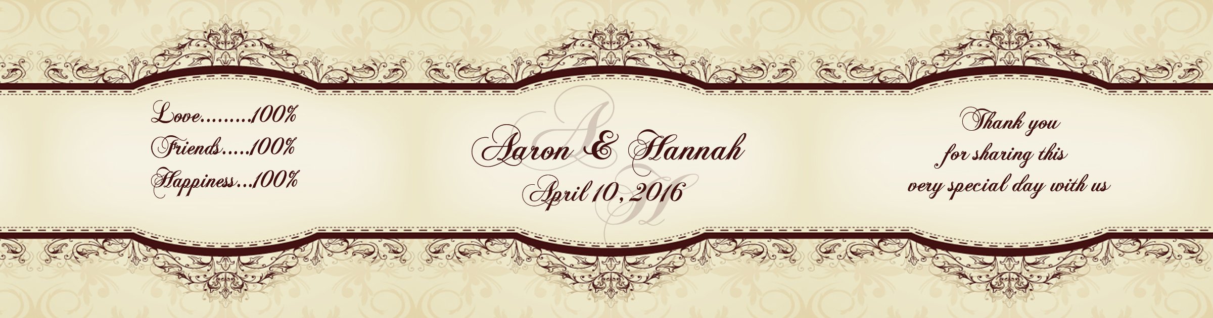 DesignThatSign 100 Elegant Vintage Wedding Water Bottle Labels