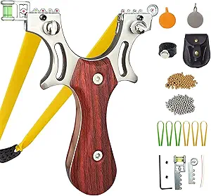 Slingshot, Hunting Sling Shot Set for Adults, Professional Stainless Steel Tactical Slingshots, High Velocity Catapult with Ammo Balls, Rubber Bands, Ammo Pouch, Target