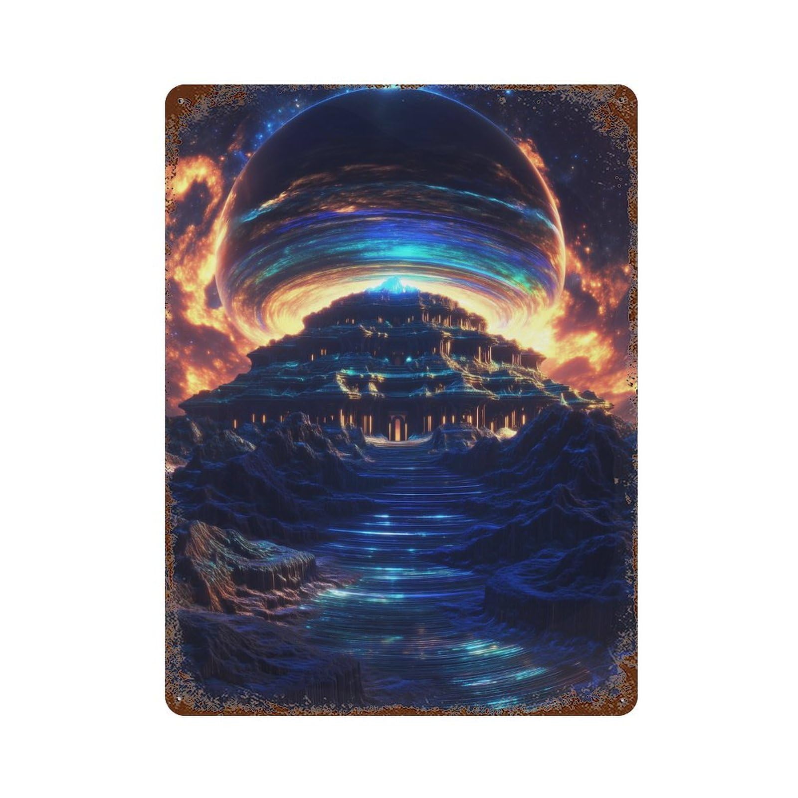 Galactic Portal Fantasy Decorative Tin Sign 15.7"x11.8", Vintage Wall Decor for Garage, Pub Or Kitchen