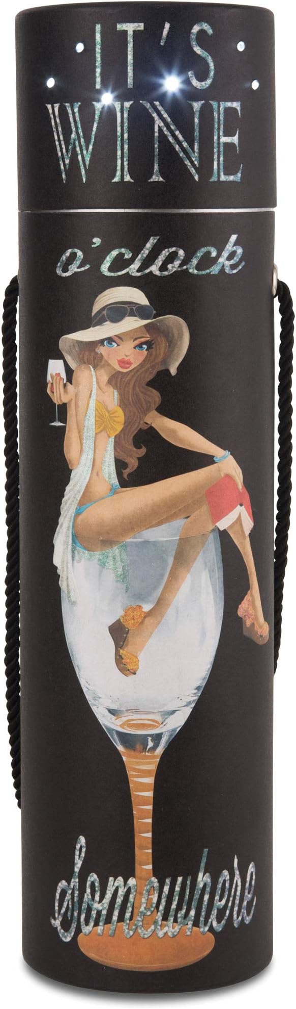 Hiccup by H2Z It's Wine O'clock Somewhere Blinking Wine Box, 15-Inch High