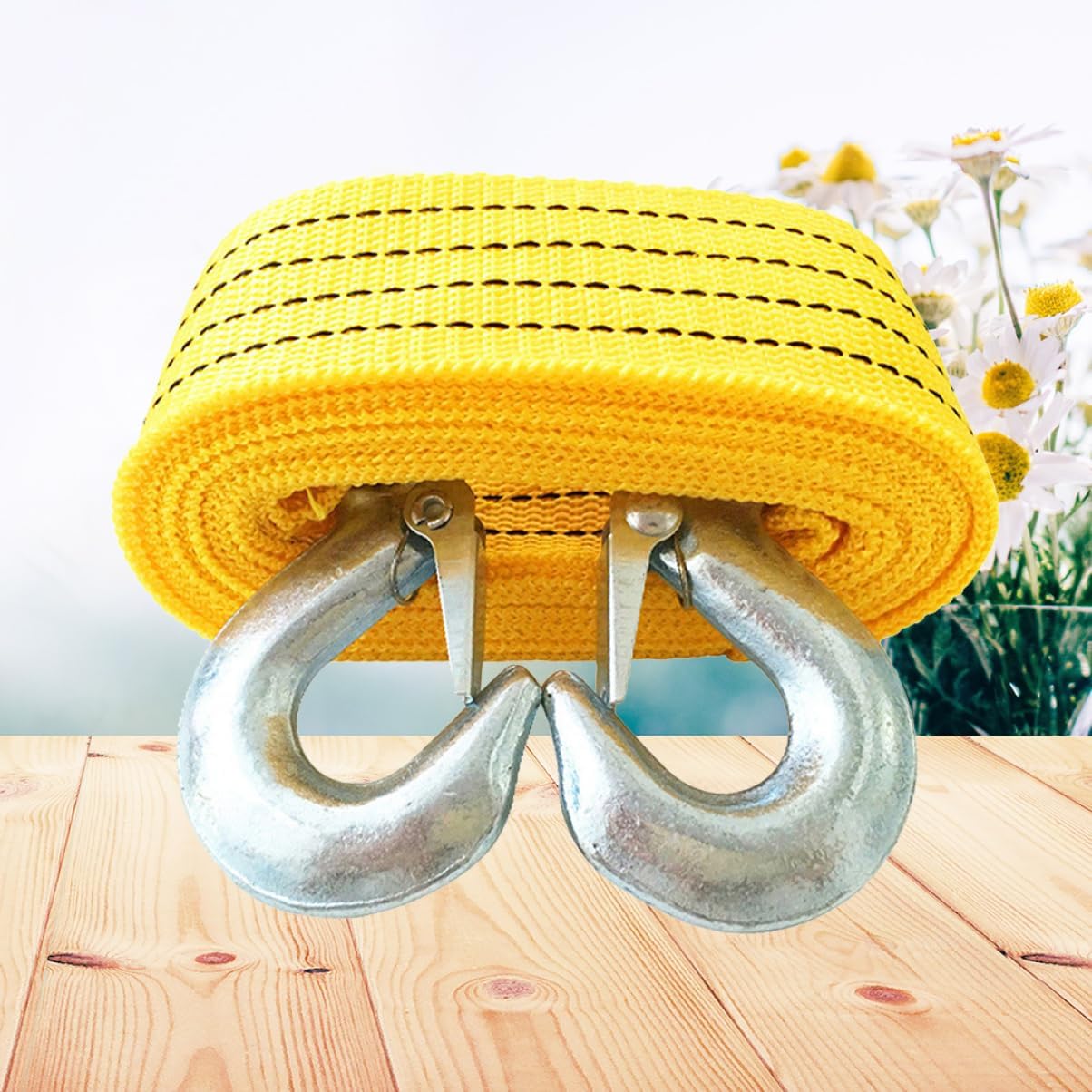 2pc Strong Car Towing Ropes Sturdy Winch Ropes Hooks for Car Winch Trailer Straps